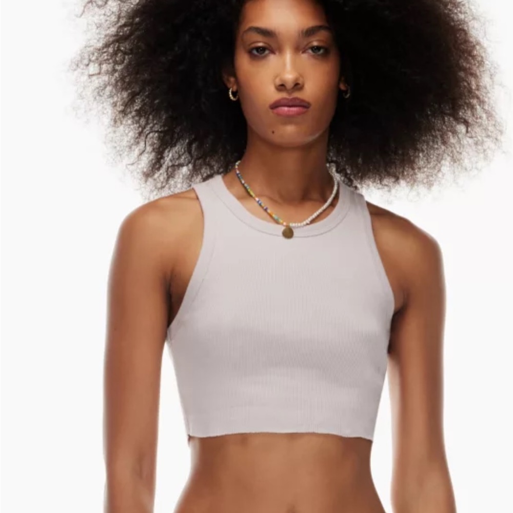 TNA Taupe cropped racerback tank top size L